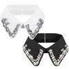 Creaher 2 pezzi classico strass collare staccabile - mezza falsa camicia design elegante per donne ragazze (bianco nero)