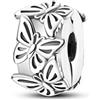 Parmuz Charm a clip per bracciale in argento sterling 925 con pavé di zirconi cubici, con chiusura a clip, distanziatore, perlina, farfalla, stella, luna, malocchio, fermaglio per donna