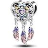 Parmuz 925 fascino in argento sterling per fascino in bracciale collana da sogno catcher piume tassel fascino fortunato perline per perle di compleanno per donna