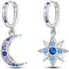 Parmuz orecchini donna argento 925 pendenti piccoli con pietre Star Moon Boho vintage piuma set di orecchini a cerchio Piccolo regalo di gioielli per le orecchie da abbraccio