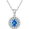 JO WISDOM Collana Halo di Argento 925 Donna,Ciondolo con Catena Zirconia cubica 3A Marzo Birthstone Colore Acquamarina