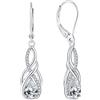 YL Orecchini Infinito Nodo Celtico Nodo Argento 925 con pietra portafortuna di Aprile Zirconia cubica Bianco Pera Orecchini per Donna