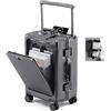 BEITH Valigia Trolley Rigido, BS849-2 Telaio in Alluminio Trolley Bagaglio a Mano, Portabicchieri, USB, Type-C, PC Conchiglia, Serratura TSA, Ruota Silenziosa 360°, Anteriore Aperto, Tirante Largo