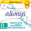 Always Cotton Protection - Assorbenti igienici ultra lunghi con ali X18, superficie in 100% cotone biologico