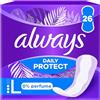Always Daily Protect, Long, 26 proteggi-slip da donna, ideali per perdite bianche, protezione ottimale e senza profumo