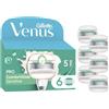 Gillette Venus Set di 6 ricariche per rasoio da donna Pro ComfortGlide per pelli sensibili, autentiche, cartucce a 3 lame e con un tocco di aloe vera, progettate per la cura della pelle secca