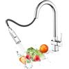 Süßren Rubinetto da cucina, ad alta pressione con doccetta estraibile, girevole a 360°, con due tipi di getto d'acqua, in acciaio inox, cromato