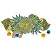 Light & Pro Runner da tavola con perline, design a foglie, decorazione rustica per addio al nubilato, runner da tavola messicano, 31 x 91 cm, verde multicolore