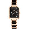 CIVO Orologio da Donna Rettangolare Analogico: Quarzo Orologi da Polso Acciaio Inossidabile - Orologio Elegante Regalo San Valentino Compleanno, Oro Rosa Nero