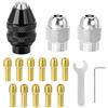 QWORK® 16 Pezzi mandrino trapano, mandrino in ottone 0,5 mm-3,2 mm con chiave, dadi in metallo, compatibile con Dremel