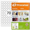 Printation Etichette universali rotonde Printation, diametro 24 mm, 7000 etichette o punti di marcatura, autoadesive, stampabili: 100 fogli DIN A4 con etichette rotonde da 24 mm