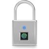 Rawrr Lucchetto con impronte digitali, IP55, impermeabile, lucchetto, impronte digitali, ricarica USB Bluetooth, biometrico, alta chiusura di sicurezza per palestra, garage, capannone, argento