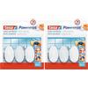 Tesa Powerstrips Ganci Small Ovali - Gancio Adesivo Rimovibile per Vetro, Piastrelle, Legno, Plastica e Altre Superfici - Impermeabile - Bianco - Forte Tenuta fino a 1 kg (Confezione da 2)