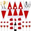 BOELLRUNO 50pz Mini Cappellino di Natale per Bottiglia Cappellino Minuscoli Porta Posate Mini Cappellino da Babbo Natale per Decorazioni di Posate Coperchi di Caramelle Portaposate di Natale per Cena Della