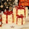 Luxspire Scatole Regalo di Natale Illuminati, 3 PCS Grandi Decorazioni per Interno ed Esterno con Telecomando, USB Plug in, Regalo con Fiocco di Neve e Fiocchi, Decorazioni per Casa Veranda Prato