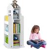 tonchean Libreria girevole a 3 livelli Libreria a forma di castello per bambini bianca alta libreria da pavimento scaffale per libri giochi giocattoli organizzatore