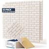 Xisono 12 pezzi pannelli acustici quadrati 12"×12"×0,4, materiale fonoassorbente ad alta densità a forma di mattone. Non tossici, impermeabili e ignifughi. Adatti per salotti e tutte (Camel chiaro)