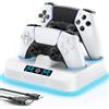 OIVO VGA DESIGN Supporto di Ricarica per PS5 Compatibile con P5 DualSense & Edge, Caricatore Joystick PS5 con 9 Luci RGB, Base di Ricarica per Dual Controller PS5, Accessorio PS5 Supporto con Cavo di Ricarica