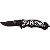 Dark Side Blades Coltello Tascabile Black Silver Skull Flame, Lunghezza Lama: 8,89 cm, DS-a046bk