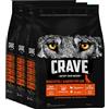 Crave Cibo secco per adulti con tacchino e pollo, 3 sacchetti, 3 x 2,8 kg, cibo per cani di alta qualità, asciutto ad alto contenuto proteico e senza cereali, realizzato con pollo naturale al 100%