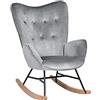 MEUBLE COSY - Poltrona a dondolo, per il tempo libero e il riposo in velluto grigio per il soggiorno sala da pranzo con piedi in legno di metallo EPPING VET DARK Grey, 68 x 87 x 98 cm