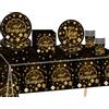 COSORO 69 Pezzi Set Stoviglie per Feste di Capodanno,Nero Dorato Piatti Tazze Asciugamani di Carta Tovaglia Plastica Stoviglie Monouso Biodegradabili,Decorazione Desktop per Feste di Compleanno,Capodanno
