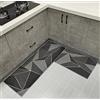 Hoimlm - 2 Tappeti da Cucina Moderni Lavabili, Motivo Geometrico Antiscivolo per Cucina e Sala da Pranzo, 40x60cm+40x120cm, Geometria Nera