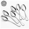 BEWOS 24 Cucchiai, Cucchiai da Zuppa da 20,3 Cm (8), Cucchiai in Acciaio Inox, Cucchiai in Tavola, Cucchiai da Minestra Lucidati a Specchio, Cucchiai da Dessert Lavabili in Lavastoviglie, Cucchiaio
