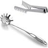 HornTide Set di posate per pasta in acciaio inossidabile 1x 20cm Pinze per servire 1x 32cm Cucchiaio per spaghetti Design con estremità dentate
