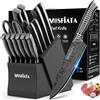 MOSFiATA Set Coltelli da Cucina con Ceppo, Coltello da Cucina Placcato in Titanio con Affilatura Acciaio per Carne, Verdure, Pane e Frutta