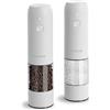 TLYSXPRO Macina Sale e Pepe Elettrico Set da 2, Ricaricabile USB-C, Macinapepe Elettrico con Grana Regolabile, Luce LED, Spazzola di Pulizia, Accessori Cucina, Bianco