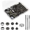BetterJonny 24Set Bottoni Automatici a Pressione, BetterJonny Bottoni a Pressione Metallo Φ17mm Bottoni Automatici in Metallo con 4 Strumenti di Regolazione per Jeans Pelle Cuoio e Tende, Nero