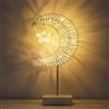 Lewondr Lampada da Tavolo a Forma di Luna e Stella Ramadan, Lampada da Comodino Natalizia Alimentata a Batteria con Luce Calda, Regalo Decorativo per Natale/Festa/Giardino/Casa/Camera da Letto, Bianco