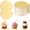 50 Mini Vassoi Per Torte 7.9 Cm Dorati - Base Rotonda In Cartone Per Cupcake Dessert Feste 843336