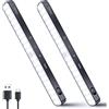 Ferswe Luci sotto il gabinetto ricaricabili, display del livello della batteria, 60 LED con sensore di movimento, controllo touch dimmerabile, armadio, armadio (confezione da 2)