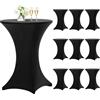 Teruntrue Set di 10 fodere da tavolo rotonde in elastan per cocktail, 80 x 110 cm, angoli quadrati adatti per tavolo rotondo o banchetto di compleanno (nero)