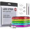 BTF-LIGHTING FCOB COB RGB Striscia LED Flessibile ad Alta Densità DC24V 5M 840LEDs/M 16W/M 10mm Nero PCB Nastro LED Multicolore IP66 Impermeabile per Decorazione Interna (Solo Striscia)