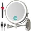 Fixsen Specchio Da Parete LED 8'' Con Ingrandimento 1x/10x – Braccio Regolabile 360° – Luce Naturale