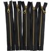 Aerzetix - C61380 - Set di 5 Cerniere Non separabili 18cm in Metallo con tiretto Decorativo - Cerniera Lampo - Nero - cursore pelletteria Cucito Gonna Abiti Pantaloni merceria