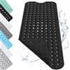OUTALIZ Tappetino Doccia Antiscivolo, 100x40cm Tappeto Antiscivolo Extra Lungo per Vasca da Bagno, Tappetino per Doccia con Ventose, Lavabile in Lavatrice, per Sauna o Vasca da Bagno, Nero