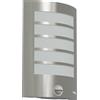 Oktaplex lighting Oktaplex lampada da esterno a parete LED con sensore di movimento IP44 applique da esterno Alto 230V in acciaio inox argento Portata di 7 m attacco E27 Ideale per giardini e terrazze