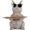 XYQXYQ Statua multifunzionale di bulldog, vassoio decorativo in resina per cani maggiordomo, carino, creativo e carino, utilizzabile come portafoglio e portachiavi (color crema)