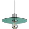 LFsem Lampada a Sospensione Moderna, 25cm Paralume Rotondo in Vetro e Finitura Cromata, E27 6W LED Lampadario da Soffitto per Cucina, Sala da pranzo e Camera da letto (Verde, 1 Luce)