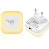 SOAIY Luce Notturna LED 2pz, Sensore di Movimento, 3 Modalità ON/OFF/AUTO, Luminosità Regolabile, Luce Notturna Bambini per Camera, Bagno, Soggiorno, Corridoio, Luce Calda, Plastica Gialla