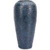 QIANLING Vaso in ceramica blu alto 33 cm, decorazione rustica in ceramica per centrotavola, contenitore decorativo per fiori, per soggiorno, tavolo, cucina, ufficio o ingresso, grande pezzo di arredamento
