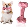 Rylae Giocattolo Masticabile per Cani, Giocattoli Durevoli per Cani Mordaci Aggressivi, Osso in Gomma Naturale Indistruttibile, Riempibile con Croccantini, Cura Dentale (S-Rosa)