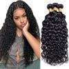 Hxxcoup Human Hair Extensions Tissage Capelli Umani Water Wave Human Hair Bundles Double Weft 1B Natural Black Unprocessed Real Virgin Hair Minimal Tangle 3 Bundle Total 300g 16 18 20 Pollici