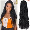 Samtress 24 pollici Nudo Falso Locs Uncinetto Capelli con estremità ricci 7 Pacchetti Pre-looped Soft Locs Trecce Capelli Sintetici Naturali Neri Dea Locs Uncinetto Estensioni dei capelli