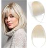 MY-LADY Frangia a Clip Capelli Veri 3g, Air Bangs Naturali Frangetta Finta, 100% Frangia Frontale Extension Posticci per Capelli Umani Donna per Incontri Feste e Uso (#613 Biondo)