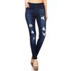 Jvini Jeans da Donna Elasticizzati Pull-on Skinny Strappati in Denim Invecchiato Jeggings Regular-Plus Size, Denim Scuro, M